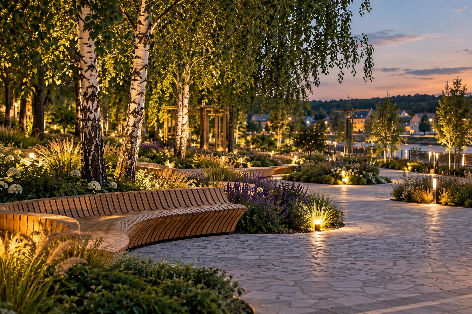 Зелёный парк и прогулочные маршруты